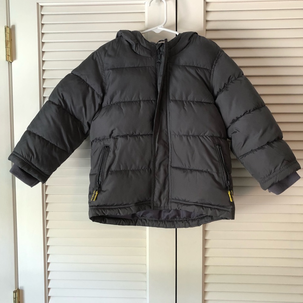 Old Navy 4t Puffy Jacket Frost Free Gray with Hoodie